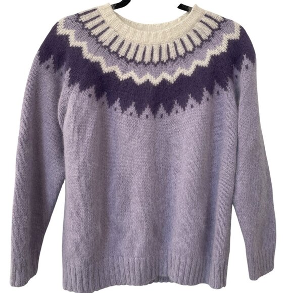 Y2K Vintage White Stag Sweater Size XL Crewneck Nordic Fair Isle Lambswool - Picture 1 of 6